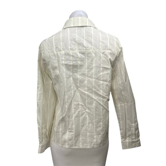 My Mum Made It Women's White Striped Long Sleeve Button Down Shirt Top Size XS - Picture 2 of 4